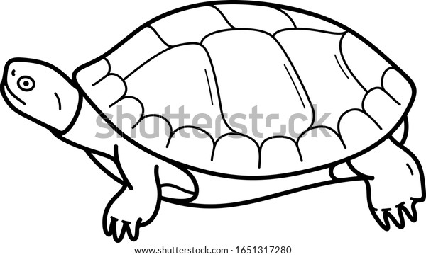 Western painted turtle. Colorado State  symbol.\
Vector outline icon.