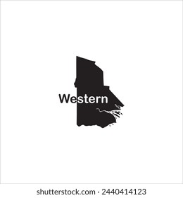 Western Papua New Guinea map and black lettering design on white background