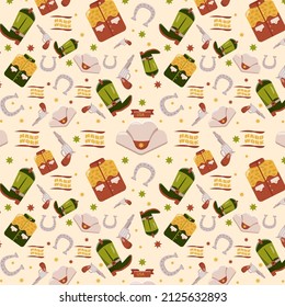 Westliches Musterdesign. Boho druckt Textur. Amerikanische Stammeswallpaper. Westlicher Musterhintergrund. Texas, Cowboy, wilde Westkunst. Westliche Vintage-Grafik. Boho Sketch-Applique. Vektorgrafik.
