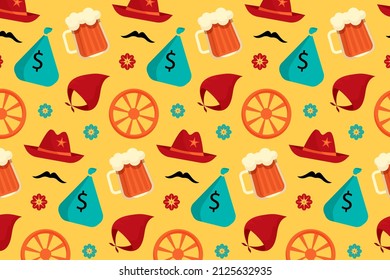 Westliches Musterdesign. Boho druckt Textur. Amerikanische Stammeswallpaper. Westlicher Musterhintergrund. Texas, Cowboy, wilde Westkunst. Westliche Vintage-Grafik. Boho Sketch-Applique. Vektorgrafik.