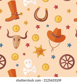 Diseño de patrones occidentales. Textura de impresión Boho. Papel tapiz tribal de Estados Unidos. Fondo del patrón occidental. Texas, vaquero, arte occidental salvaje. Boho. Ilustración vectorial.