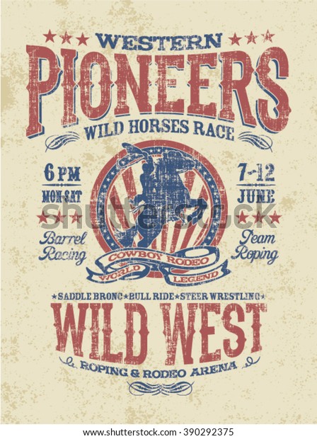 Western Pioneers Rodeo Vector Artwork T Stock Vector (Royalty Free ...