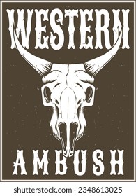 western poster with bull skull design