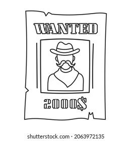 Western poster vector icon.Outline vector icon isolated on white background western poster.
