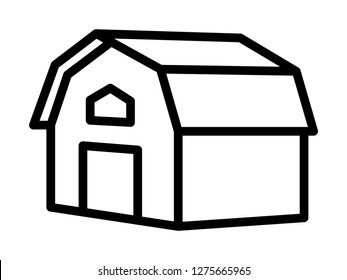 Western prairie barn house line vector icon for farm apps and websites