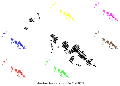 Western Province (Provinces Of Solomon Islands, Solomon Islands, Island) Map Vector Illustration, Scribble Sketch New Georgia, Vella Lavella, Kolombangara, Vangunu, Rendova And Shortland Island Map