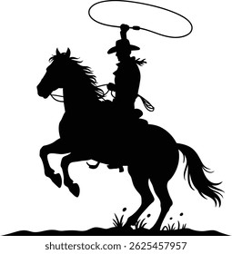 Western Ranch Cowboy Equitação com Ilustração de Laço