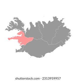 Western Region map, administrative district of Iceland. Vector illustration.