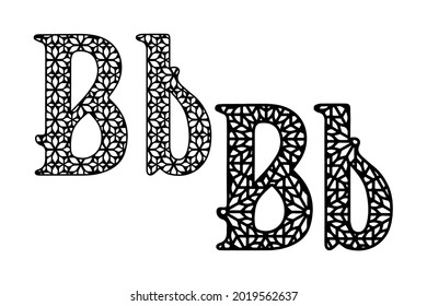Western retro element with geometric ornament. Letter B on white background