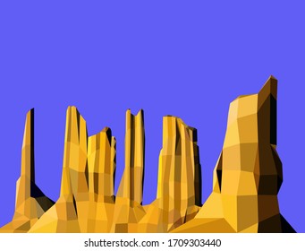  Westliche Felsen. Polygonaler Kunsthintergrund.
