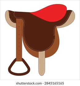 Western saddle vector graphic. Great for rodeo, cowboy, and equine sports designs.