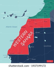 Western Sahara detailed editable map