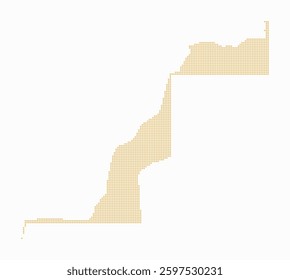 Western Sahara dotted map. Digital style map of the country on white background. Western Sahara shape with square dots. Colored dots style. Small size squares. Simple vector illustration.