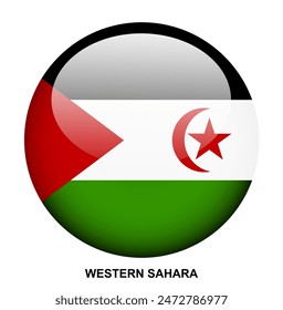 WESTSAHARA Flagge Button auf weißem Hintergrund