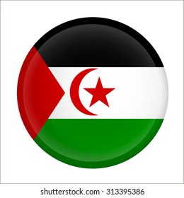 western sahara flag Glossy Button - Vector

