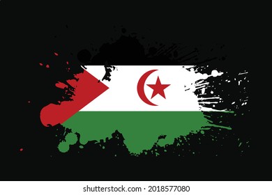 Western Sahara Flag With Grunge Effect Design. It will be used t-shirt graphics, print, poster and Background.