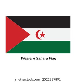Diseño del símbolo de la Ilustración vectorial del icono de la bandera del Sahara Occidental