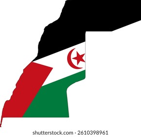 Western Sahara Flag on Map Vector - Western Sahara Map with National Flag