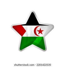 Western Sahara flag in star. Button star and flag template. Easy editing and vector in groups. National flag vector illustration on white background.