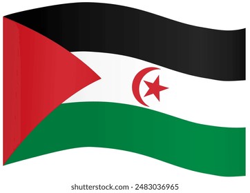 Western Sahara flag wave isolated on png or transparent background vector illustration.  