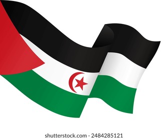 Western Sahara flag wave isolated on png or transparent background vector illustration.  