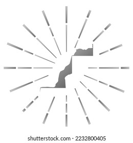 Western Sahara gradiented sunburst. Map of the country with colorful star rays. Western Sahara illustration in digital, technology, internet, network style. Vector illustration.