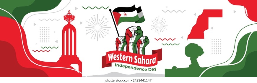 Western sahara independence day background banner poster for national celebration on february 27.

