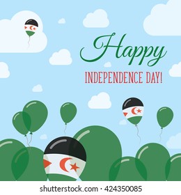 Western Sahara Independence Day Flat Patriotic Design. Sahrawi Flag Balloons. Happy National Day Western Sahara Vector Patriotic Design. Celebration Balloons Patriotic Design.