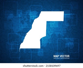 Western Sahara map with abstract blue background technology pixel board texture.