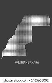 Western Sahara map design white square, black background with flag Western Sahara.