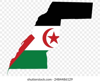 Western Sahara map flag  isolated on png or transparent background vector illustration. 
