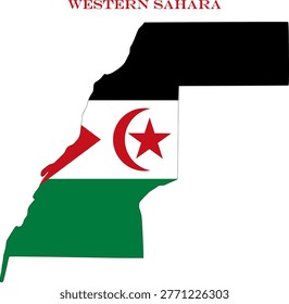 Western Sahara Map Flag North Africa National Vector Outline State