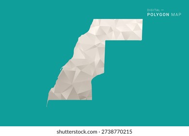 Western Sahara Map - Green and Gray Polygon Vector Illustration, Low Poly Geometric Design with Clean Minimal Style on Solid Background for Infographic Use.