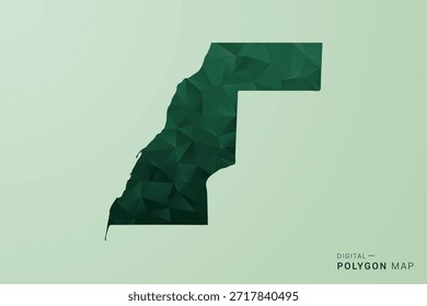 Western Sahara Map - Green Polygon Style Vector Illustration, Low Poly Geometric Design with Clean Silhouette on soft green Background.