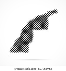 Western Sahara map in halftone. Dotted illustration isolated on a white background.
Vector illustration.