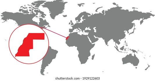 
 Western Sahara map. Isolated world map. Isolated on white background. Vector illustration.
