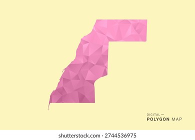 Western Sahara Map - Low poly polygon map design in soft pink pastel gradient on beige background, modern minimal geometric style, clean digital vector illustration.