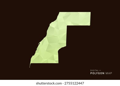 Western Sahara Map - Low poly polygon map in soft light green gradient on dark brown background, modern minimal geometric style, clean abstract vector illustration design.