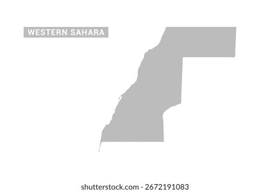 Mapa del Sahara Occidental - Ilustración vectorial plana mínima en negro y gris, aislada sobre fondo blanco, ideal para infografías, uso educativo, informes y presentaciones.