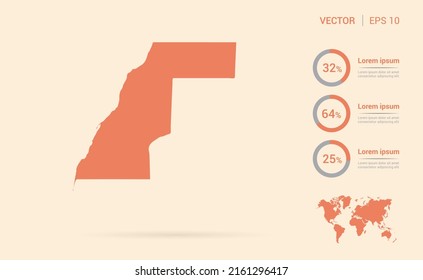 Western Sahara map orange abstract infographic vector.