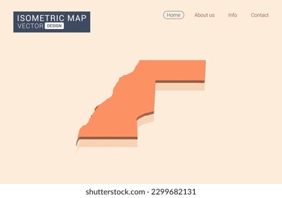 Western Sahara map orange with isometric vector.