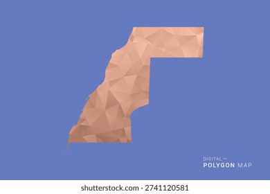 Western Sahara Map - Orange Polygon Vector Illustration on Deep Blue Background, Low Poly Geometric Design, Modern Abstract Country Silhouette for Infographics and Presentation Use.