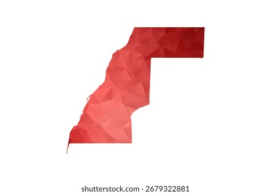 Mapa del Sahara Occidental - Ilustración vectorial de estilo polígono en degradado rojo, diseño geométrico de bajo poli, aislado sobre fondo blanco, perfecto para infografías, informes y materiales educativos.