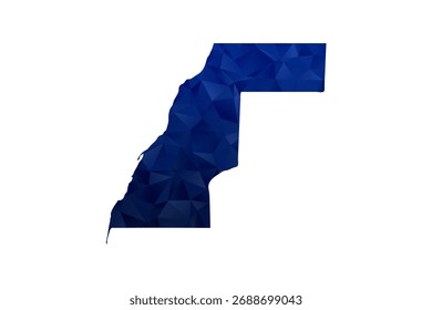 Western Sahara Map - Polygon Style Vector Illustration in Dark Blue Gradient, Low Poly Geometric Design, Isolated on White Background for Infographics and Education.