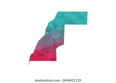 Westsahara-Karte - Vektorgrafik im Polygonstil in Teal und rotem Farbverlauf, geometrisches Design mit niedrigem Poly, einzeln auf weißem Hintergrund für Infografiken und Bildung.