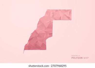 Westsahara-Karte - Vektorgrafik im Polygonstil in weichrosa Valentinenthema, Low-Poly-geometrisches Design, einzeln auf pastellfarbenem Hintergrund.