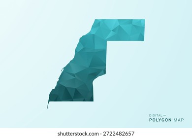 Mapa del Sahara Occidental - Ilustración vectorial de estilo polígono en diseño geométrico azul-verde verde azulado de bajo poli, silueta minimalista moderna.