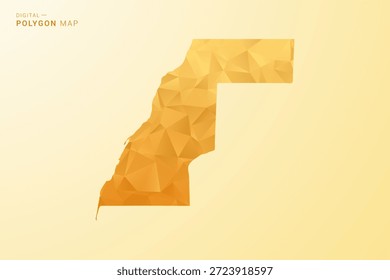 Westsahara-Karte - Vektorgrafik im Polygonstil in gelb-orangefarbenem geometrischem Low-Poly-Design, moderne minimale Silhouette, einzeln für Infografik.