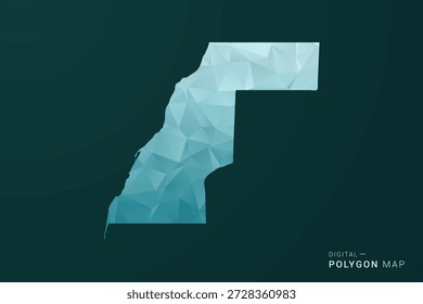 Western Sahara Map - Polygon style vector illustration in green and blue low poly geometric design, clean minimal silhouette for infographic.