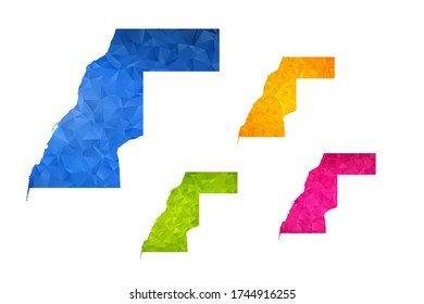 Mapa del Sahara Occidental - Conjunto de fondo gráfico de gradiente triangular triangular de bajo estilo de poli geométrico, diseño poligonal para sus ,Vector eps 10.